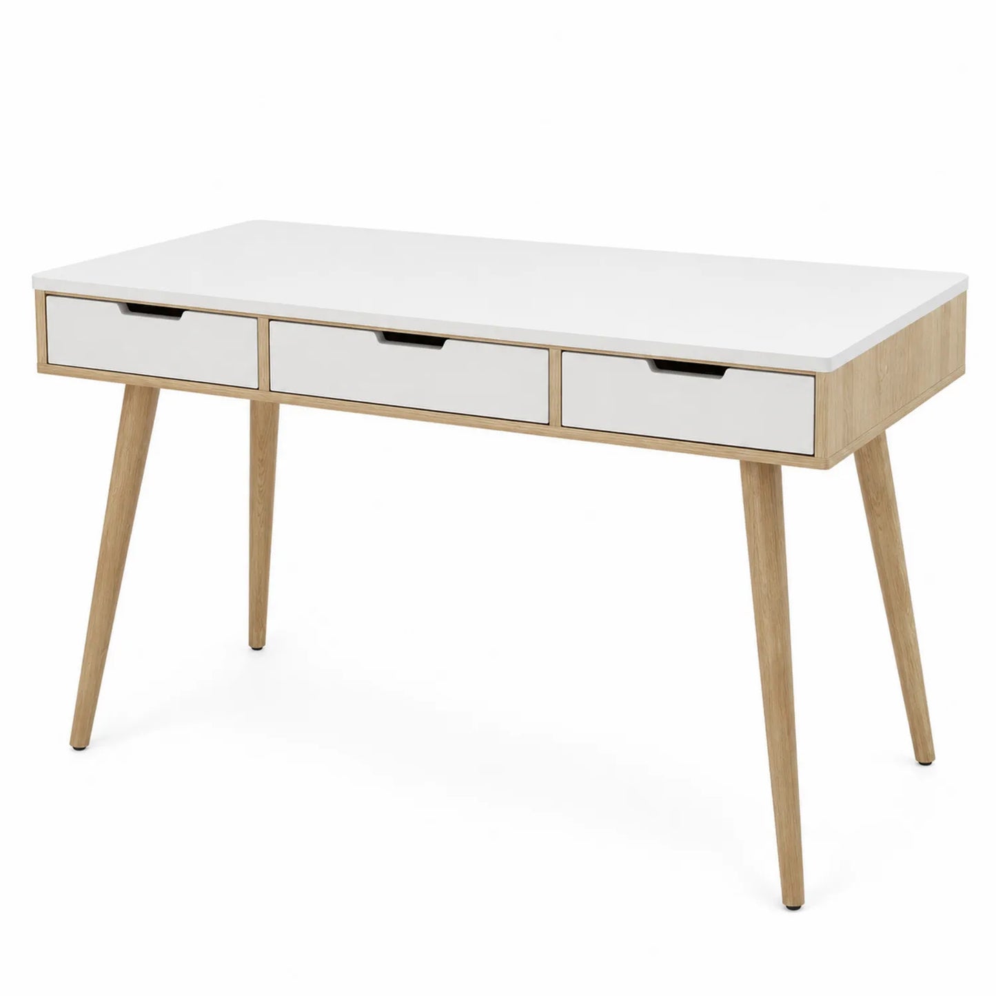 Biurko z drewna i MDF białe z szufladami 120cm