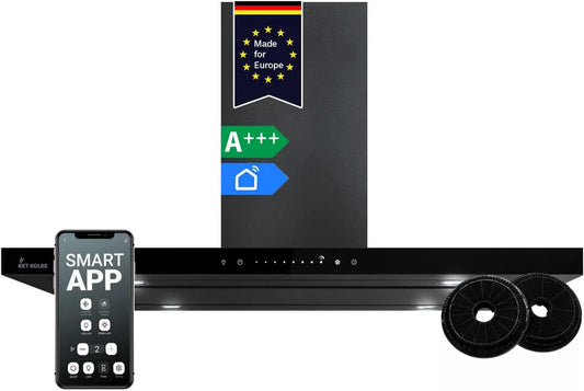KKT KOLBE okap kuchenny, Okap próżniowy FLAT- EILAND- 6S, 90 cm, 680 m3 / h, dotyk, WiFi, czarny FLAT-EILAND-6S m3/h