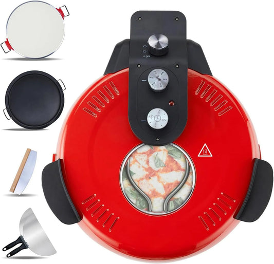HYQNG, Elektryczny piec do pizzy, 40, 6 cm, przenośny, licznik czasu, grill, ogrzewanie do 380°C
