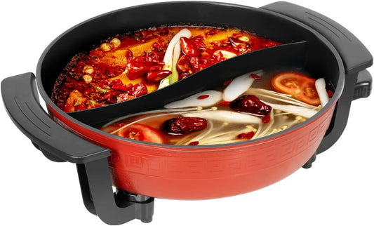 BYUAK, Fondue, 6 l, 1360 W, termostat, Regulowany, Hot Pot elektryczny 6 Litrów