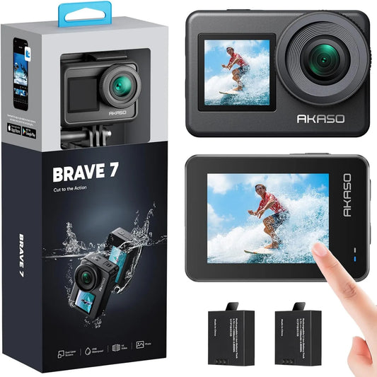 IPX8 FPS 20 rower, sterowanie dotykowe, AKASO Brave 7 Action Cam 4K 30 MP, stabilizowana kamera do nurkowania, wodoodporna kamera głosowa