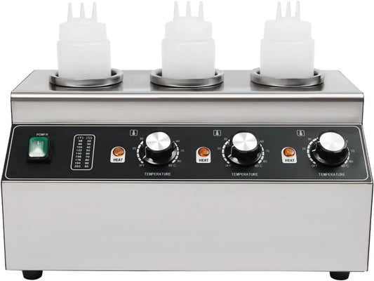 BJTDLLX, ogrzewanie sosu serowego, 300 W elektryczny podgrzewacz sosu wyposażony w 3 butelki sosu, grzejnik ze stali nierdzewnej elektryczny sos