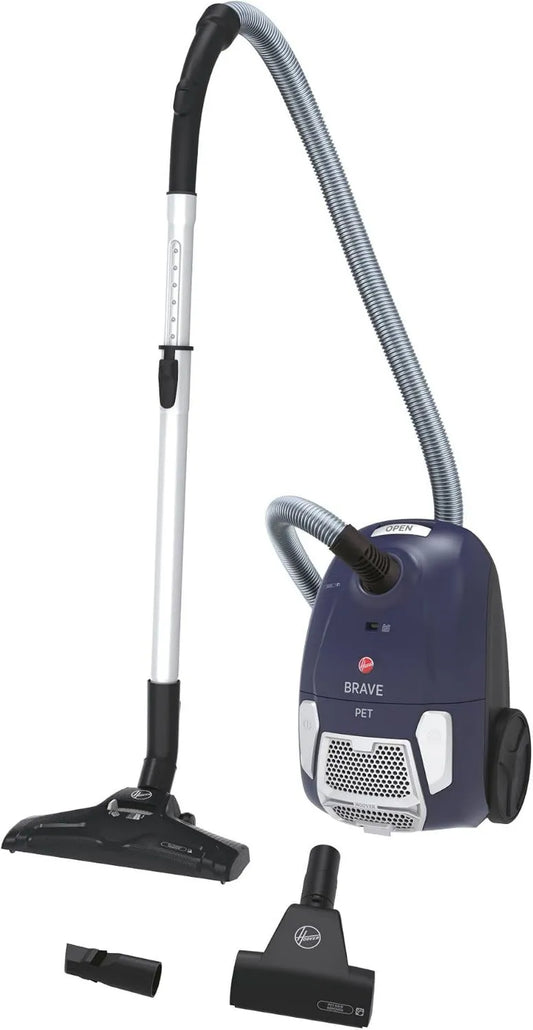 Hoover odkurzacz tradycyjny, BV61PET Odkurzacz, 2.3 l, 700 W, tłumik, Wytłaczalny Tube & Rayon Działanie 7.5m, Bezdotykowe odkurzacz, Duża pojemność 2, 7.5 m