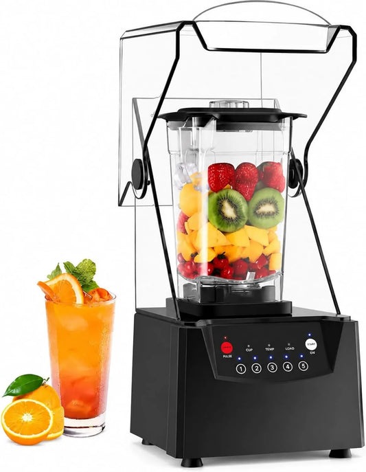 SHUMIAO blender kielichowy, Mikser, 2 l, 2200 W, 5 programów, profesjonalny, ciężarówka spożywcza, cichy, Tłumik handlowy, Bol 2 l