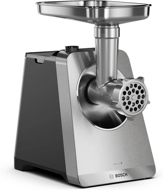Bosch maszynka do mięsa, MFWS820M Zmywarka, 2500 W, stal nierdzewna, wielosilnikowy śmigłowiec z serii 8, 3 tarcze z otworami