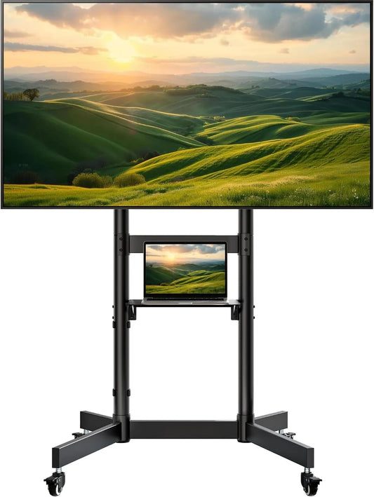 ECOTINY, Szafka TV, 100 cali, 800 x 600 mm, koła jezdne, Maksymalne obciążenie: 75 kg, VESA max, Solidny uchwyt TV mobilna dla telewizji 55-55 mm