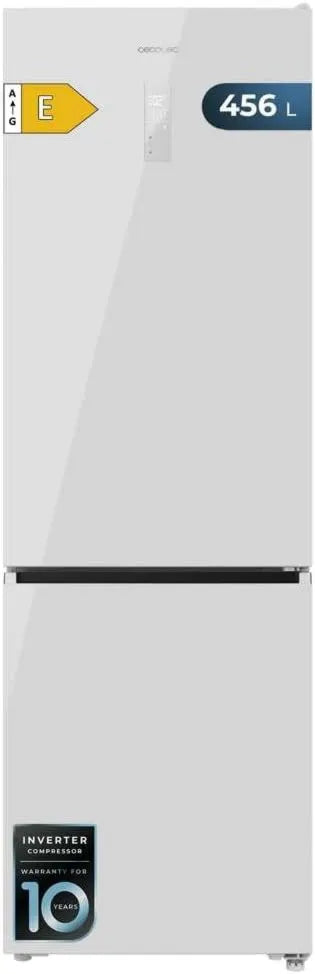 Cecotec chłodziarka do napojów, Bolero CoolMarket Combi Lodówka, 456 l, bez mróz, Inwerter, biały, wysokość 201 cm i 59, MAX INSIDE z VIP Tech, 5 cm Szerokość
