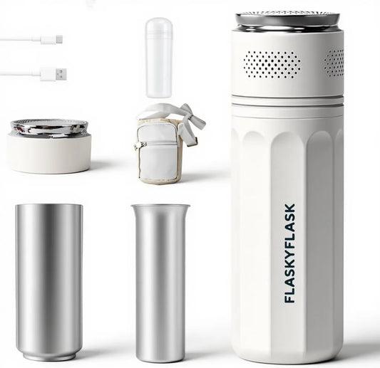 flaskyflask, Elektryczna chłodnica, 2 do 8°C, USB, wyświetlacz LCD, transport insuliny i leków, mini przenośna lodówka, biały, TSA certyfikowany dla diabetyków