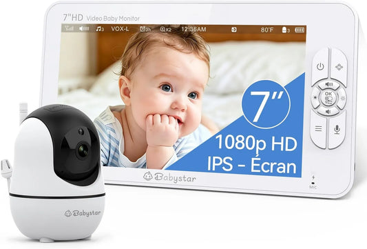 Babystar, HD Monitor 1080P 4000 mAh, WiFi, 350.000 Aparat rotacyjny, 8 Kołyski, VOX