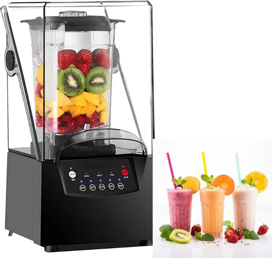 zhenmaster blender kielichowy, Mikser, 2 l, 2200 W, profesjonalny, tłumik, stal nierdzewna, 6 ostrzy ze stali nierdzewnej, 2 l miska o dużej pojemności