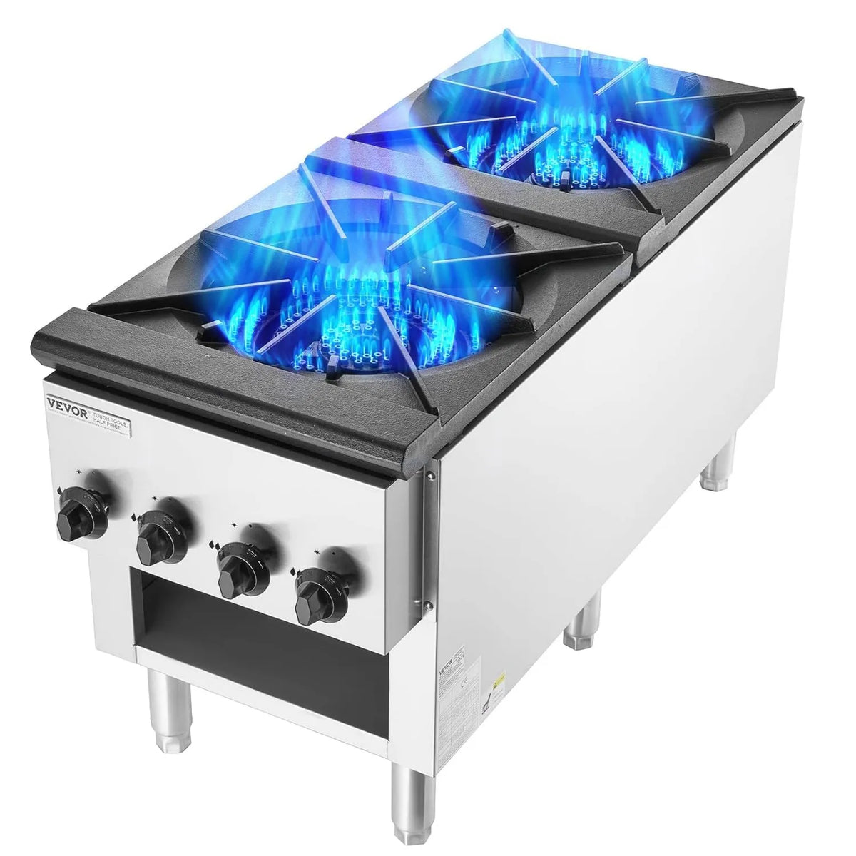 VEVOR kuchenka z piekarnikiem, Gotowanie maszyny z piekarnikiem, profesjonalny, restauracja, stal nierdzewna, 52 kW, Gas kuchenka komercyjne 2 palniki, płyta grzewcza
