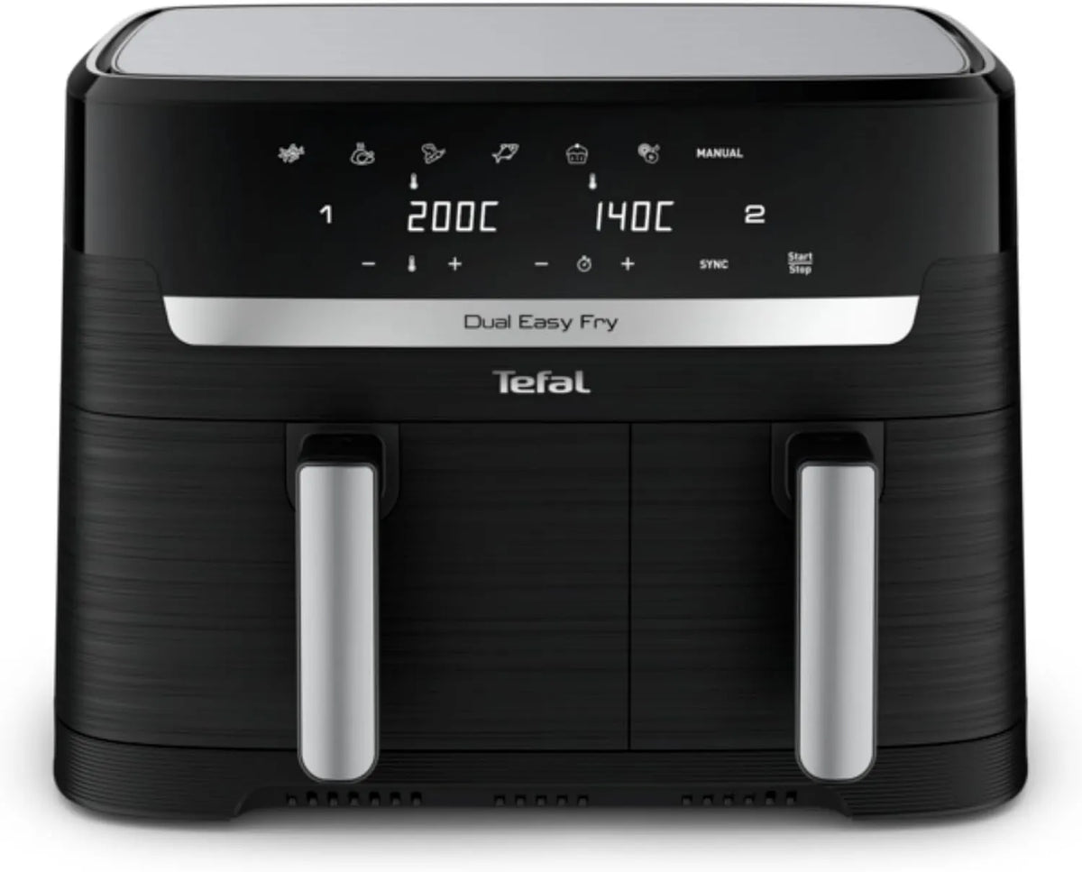Tefal frytkownica beztłuszczowa, EY901810 suszarka na gorące powietrze, 8.3 l, 7 programów automatycznych, free point, czarny, 2 niezależne szuflady, 2 kg żywności